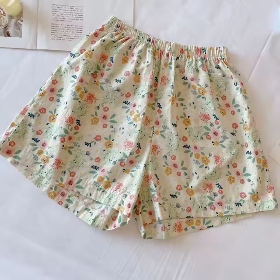 Fashion High Waist Short Pants Loose Casual Shorts Summer Print Pajama