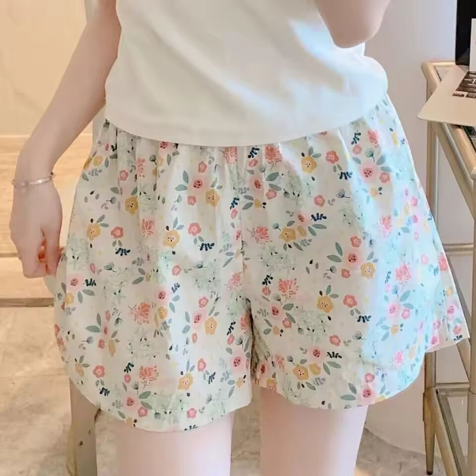 Fashion High Waist Short Pants Loose Casual Shorts Summer Print Pajama